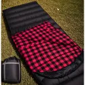 0-Degree Cold Weather Sleeping Bag for Adults - 4-Season Big & Tall Outdoor Sleeping Bag with Red & Black Checkered Design, Synthetic Insulation & Compression Sack for Camping