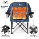 Tisetrail Oversized Padded Camping Chair with Side Pocket & Cup Holder, Heavy-Duty 500lbs Capacity, Blue & Gray