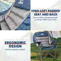 Tisetrail Oversized Padded Camping Chair with Side Pocket & Cup Holder, Heavy-Duty 500lbs Capacity, Blue & Gray