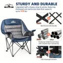 Tisetrail Oversized Padded Camping Chair with Side Pocket & Cup Holder, Heavy-Duty 500lbs Capacity, Blue & Gray