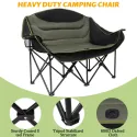UBALANCE Double Camping Chair - Oversized Two Person Camp Chair With 650 Lb. Load Capacity - Army Green - Ideal Camping Gear For Outdoor Adventures