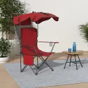 Oversized Camping Chair With Sun Canopy, Heavy Duty Folding Outdoor Chair With Armrests, Cup Holders And Carry Bag, Portable Lounge Chair For Camping, Beach, Fishing