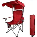 Oversized Camping Chair With Sun Canopy, Heavy Duty Folding Outdoor Chair With Armrests, Cup Holders And Carry Bag, Portable Lounge Chair For Camping, Beach, Fishing