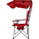 Oversized Camping Chair With Sun Canopy, Heavy Duty Folding Outdoor Chair With Armrests, Cup Holders And Carry Bag, Portable Lounge Chair For Camping, Beach, Fishing