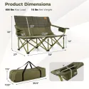 Oversized Camping Chair Folding Loveseat Camping Couch W/ Cup Holders & Padding Only for Outdoor