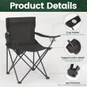 2 pc Pack Lightweight Leisure Camping Chairs, 250LBS Capacity Foldable Portable Chairs With Carry Bag, Compact Design For Camping