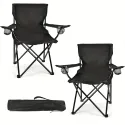 2 pc Pack Lightweight Leisure Camping Chairs, 250LBS Capacity Foldable Portable Chairs With Carry Bag, Compact Design For Camping