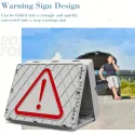 3-in-1 Folding Storage Box with Table, PVC Collapsible Bin with Parking Warning Sign, Multifunctional Foldable Container for Outdoor