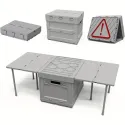 3-in-1 Folding Storage Box with Table, PVC Collapsible Bin with Parking Warning Sign, Multifunctional Foldable Container for Outdoor