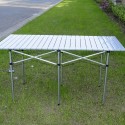 55-inch Folding Camping Picnic Table, Portable Rolled Lightweight Compact Aluminum Outdoor Table Carry Bag for Parties, Beach, BBQ, Buffet Silvery
