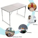Foldable Camping Table 4ft Aluminum Camping Table Portable Picnic Table Lightweight Folding Card Table with Handle for Indoor Outdoor Patio Backyard Parties Work