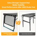 Height Folding Barbecue Table With Two Wing Boards, Camping Table And Grid Tabletop
