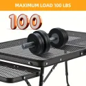 Height Folding Barbecue Table With Two Wing Boards, Camping Table And Grid Tabletop