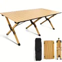 1pc Lightweight Portable Foldable Camping Table with Storage Bags - Durable Rollable Design for Outdoor, Beach, Picnic, Backyard, BBQ & Parties