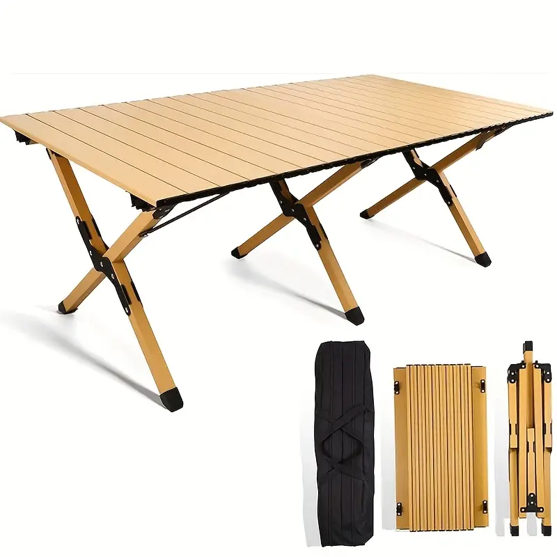 1pc Lightweight Portable Foldable Camping Table with Storage Bags - Durable Rollable Design for Outdoor, Beach, Picnic, Backyard, BBQ & Parties