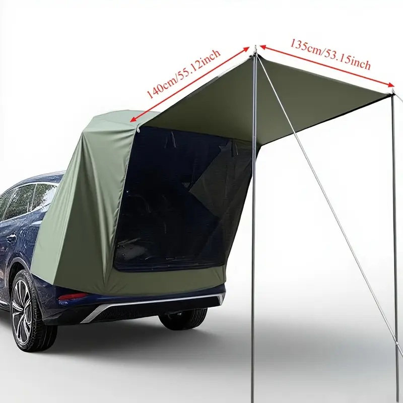 SUV Tail Tent with Mesh Netting, Support Poles, And Expandable Canopy. Suitable for Camping And Vehicle-mounted Picnics