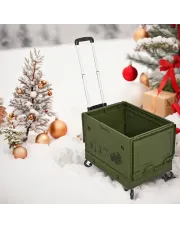 Collapsible Rolling Crate With 4 Wheels, Folding Cart & Hand Truck, 13.21gal Capacity, Ideal For Camping, Shopping, Transport, Perfect Gift For Christmas