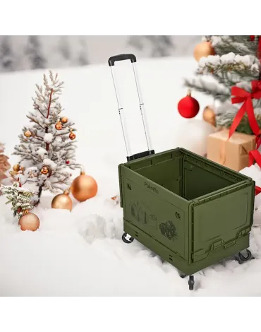 Collapsible Rolling Crate With 4 Wheels, Folding Cart & Hand Truck, 13.21gal Capacity, Ideal For Camping, Shopping, Transport, Perfect Gift For Christmas