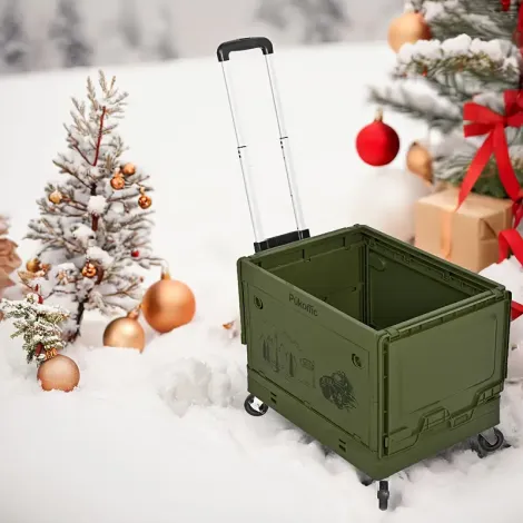 Collapsible Rolling Crate With 4 Wheels, Folding Cart & Hand Truck, 13.21gal Capacity, Ideal For Camping, Shopping, Transport, Perfect Gift For Christmas