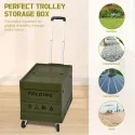 Collapsible Rolling Crate With 4 Wheels, Folding Cart & Hand Truck, 13.21gal Capacity, Ideal For Camping, Shopping, Transport, Perfect Gift For Christmas