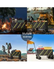 Foldable Trolley Pet Transporter Beach Trolley, 550lb Heavy Duty Multi-purpose Garden Trolley with 360°All-terrain Wheels, Side Pocket, Dog Stroller, for Beach, Lawn, Sports, Camping, Fishing, Black, 29.92 Inch