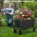 All Terrain Heavy Duty Folding Cart, Large Capacity Camper Suitable for Yard Shopping/ Sports/ Outdoor/ Gardening Equipment Handling, Black Multifunctional Utility Cart