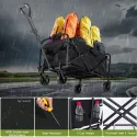 All Terrain Heavy Duty Folding Cart, Large Capacity Camper Suitable for Yard Shopping/ Sports/ Outdoor/ Gardening Equipment Handling, Black Multifunctional Utility Cart