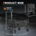All Terrain Heavy Duty Folding Cart, Large Capacity Camper Suitable for Yard Shopping/ Sports/ Outdoor/ Gardening Equipment Handling, Black Multifunctional Utility Cart