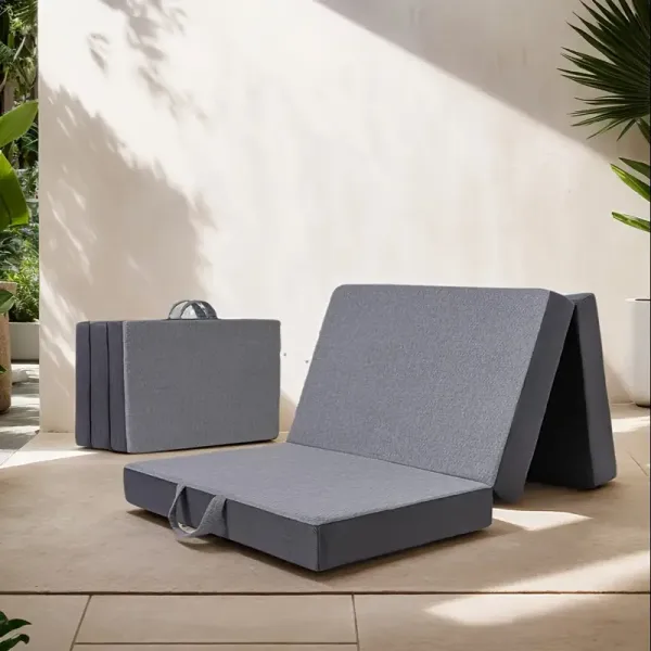 6-Inch Tri-Fold Memory Foam Mattress - Portable Twin Size Folding Mat with Washable Cover for Travel, Camping, and Yoga, Grey, Travel Bedding | Compact Design | Durable Fabric Cover, Foldable Bed