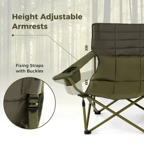Oversized Camping Chair Folding Loveseat Camping Couch W/ Cup Holders & Padding Only for Outdoor