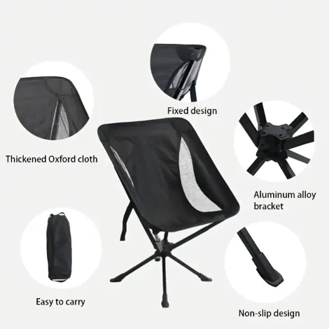 2-Pack High Back Moon Chairs - Lightweight Folding Chairs with One-Touch Setup, 330 lbs Capacity, Aircraft Aluminum & 600D Oxford Fabric, Portable for Camping