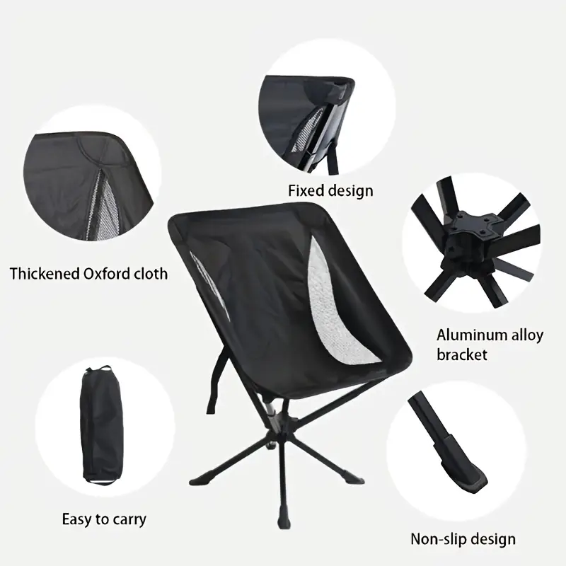 2-Pack High Back Moon Chairs - Lightweight Folding Chairs with One-Touch Setup, 330 lbs Capacity, Aircraft Aluminum & 600D Oxford Fabric, Portable for Camping