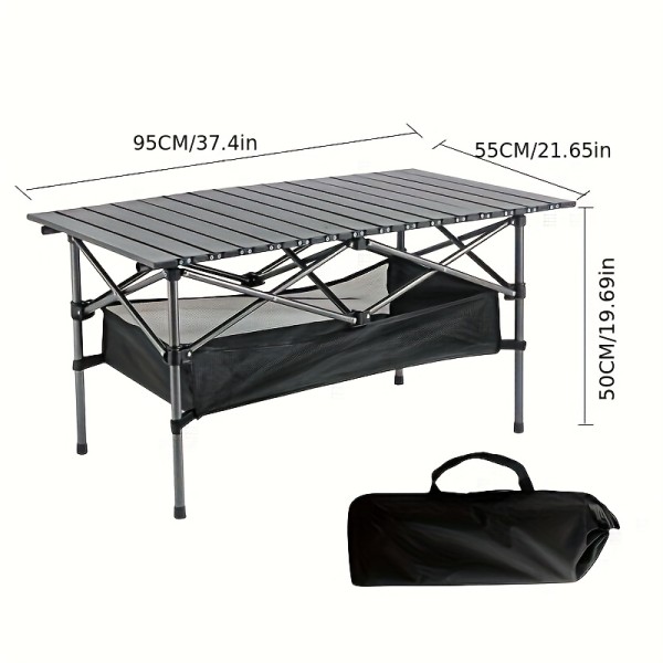1pc Camping Table That Fold Up Lightweight, Aluminum Folding Table Roll Up Table with Easy Carrying Bag for Indoor, Outdoor, Camping, Backyard, BBQ, Party, Patio, Beach, Picnic