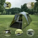 Pop-Up Camping Tent, Quick Setup, High Quality, Spacious Interior, Sturdy Frame, All-Season Family Camping, Hiking, Backpacking Shelter for 3-Person Groups - Green, Cat Tent for Outside