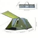 Pop-Up Camping Tent, Quick Setup, High Quality, Spacious Interior, Sturdy Frame, All-Season Family Camping, Hiking, Backpacking Shelter for 3-Person Groups - Green, Cat Tent for Outside