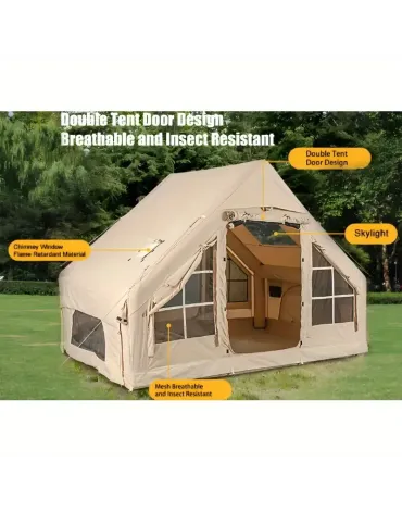 Easy Setup Inflatable Camping Tent with Hand Pump - High Quality & Windproof 4-Season family tent