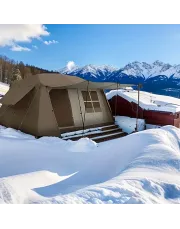 4-8 Person Family Camping Tent with Carry-On Luggage, Khaki Outdoor Adventure Tent for Hiking, Road Trips & Garden Gatherings - Lightweight Durable Design, Tents for Camping, Seasonal Versatility