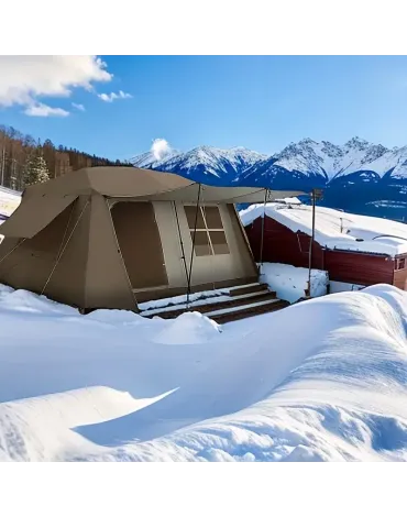 4-8 Person Family Camping Tent with Carry-On Luggage, Khaki Outdoor Adventure Tent for Hiking, Road Trips & Garden Gatherings - Lightweight Durable Design, Tents for Camping, Seasonal Versatility