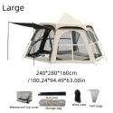 2-in-1 Portable Hexagon Tent & Canopy - UV Protection, Waterproof Oxford Fabric for Outdoor Camping and Picnics, Khaki