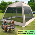 Multi-Person Outdoor Mesh Tent Canopy - All-Weather Foldable Sunshade Shelter with Mesh Walls for Ventilation, Spacious Design for Camping