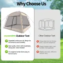Multi-Person Outdoor Mesh Tent Canopy - All-Weather Foldable Sunshade Shelter with Mesh Walls for Ventilation, Spacious Design for Camping