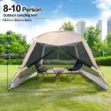 Multi-Person Outdoor Mesh Tent Canopy - All-Weather Foldable Sunshade Shelter with Mesh Walls for Ventilation, Spacious Design for Camping