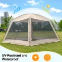 Multi-Person Outdoor Mesh Tent Canopy - All-Weather Foldable Sunshade Shelter with Mesh Walls for Ventilation, Spacious Design for Camping