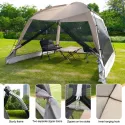 Multi-Person Outdoor Mesh Tent Canopy - All-Weather Foldable Sunshade Shelter with Mesh Walls for Ventilation, Spacious Design for Camping