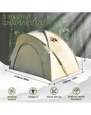 Ultralight Portable Double Camping Tent - 2-Person Oval Shelter with Storage Bag, Lightweight & Easy Setup for Hiking, Camping, Picnics - Durable Nylon/PVC Material,Outdoor Adventure Gear