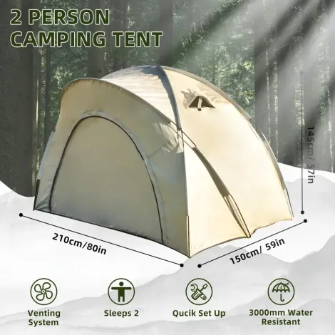 Ultralight Portable Double Camping Tent - 2-Person Oval Shelter with Storage Bag, Lightweight & Easy Setup for Hiking, Camping, Picnics - Durable Nylon/PVC Material,Outdoor Adventure Gear