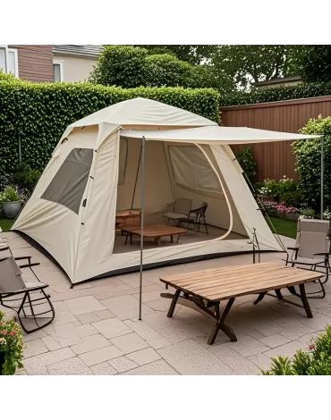 Quick Setup Camping Tent with Zipper Doors - Lightweight All-Season Portable Outdoor tent, Spacious Interior for Backpacking, Family Camping, Hiking - Easy Setup in Minutes