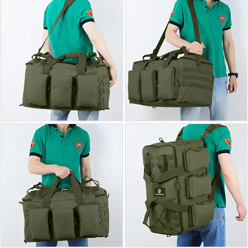 13.21gal Duffel Bag Gym Bag for Men Convertible Weekend Backpack for Sports Travel Camping Daily Use Backpack (Khaki), Mochila